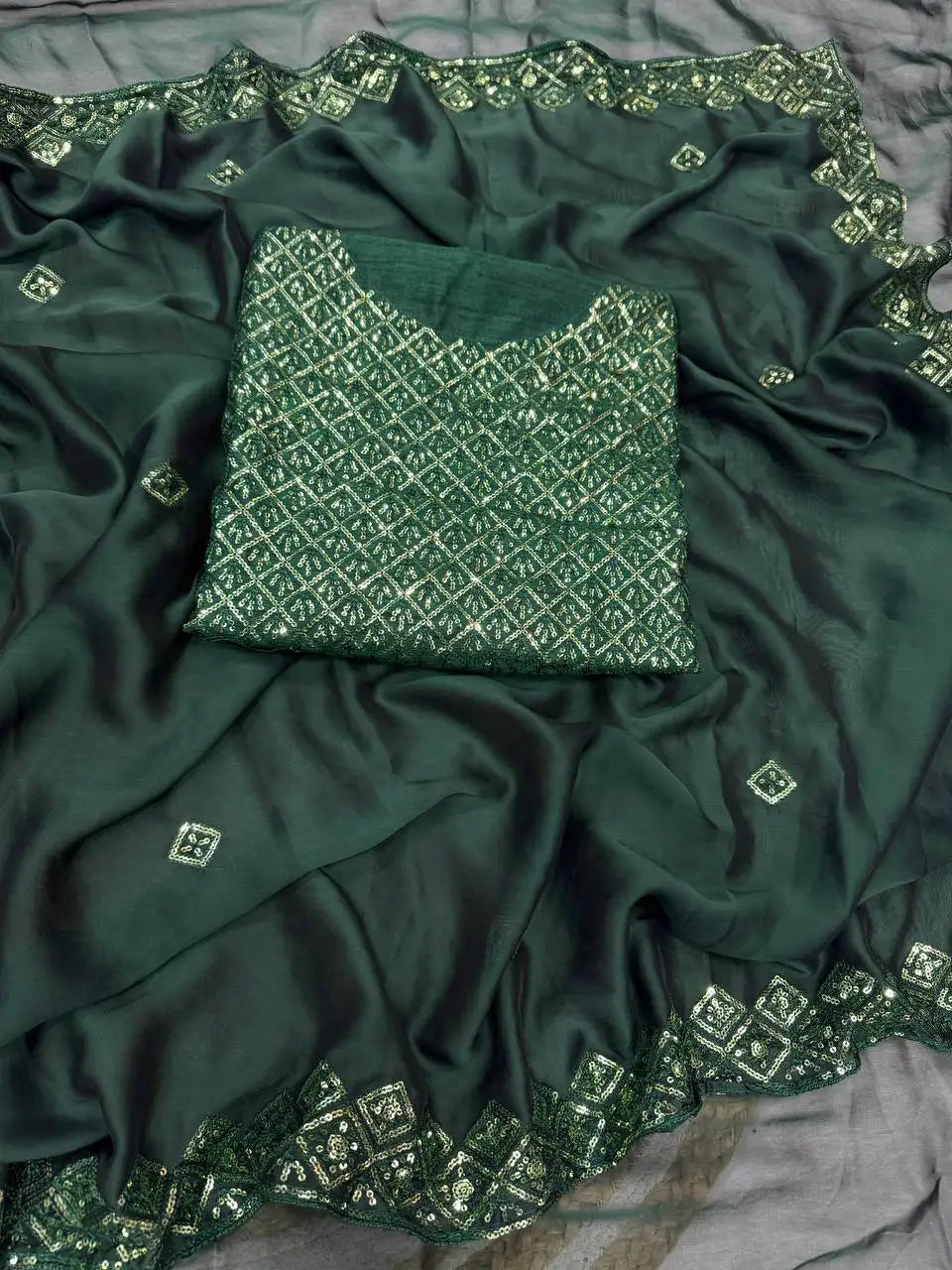 Soft Rangoli Silk Saree with Sequin Embroidery – Murugan Attire