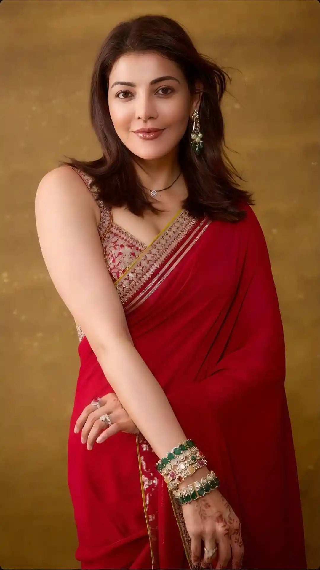 Kajal Agarwal Pure Fancy Satin Silk Saree with Heavy Jari Dori & Sequins Work
