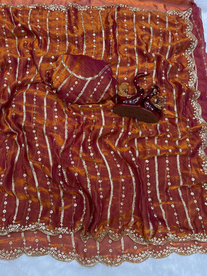 Embroidery Soft Space Silk Saree (M1001)