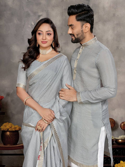 JARI CHECKS SILLK  KURTA WITH PAJAMA