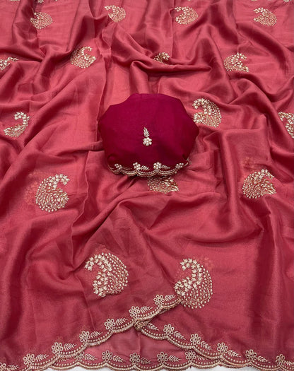 Star Georgette Embroidery Saree