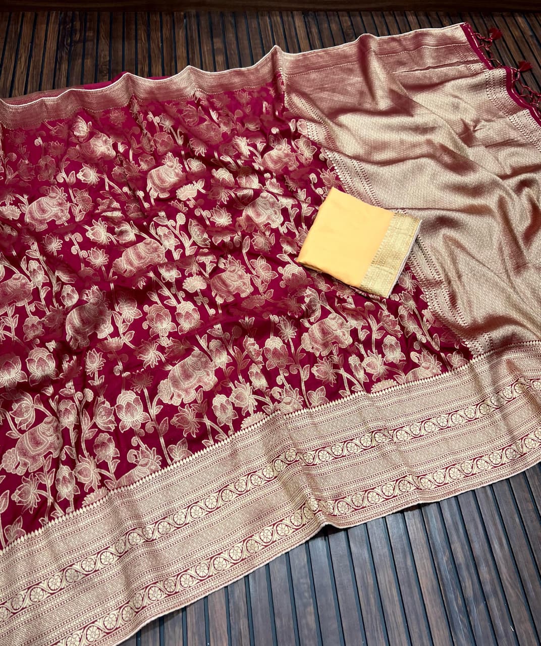 Pure Khadi Creap Georgette Saree