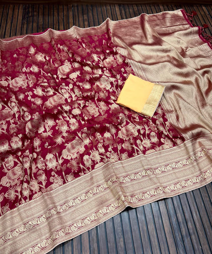 Pure Khadi Creap Georgette Saree