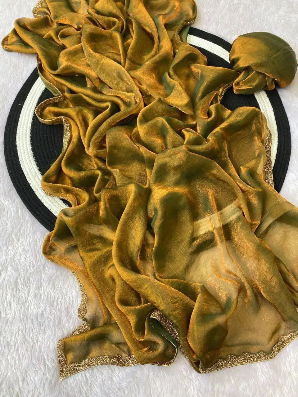 Golden Mustard Space Sillk  Saree