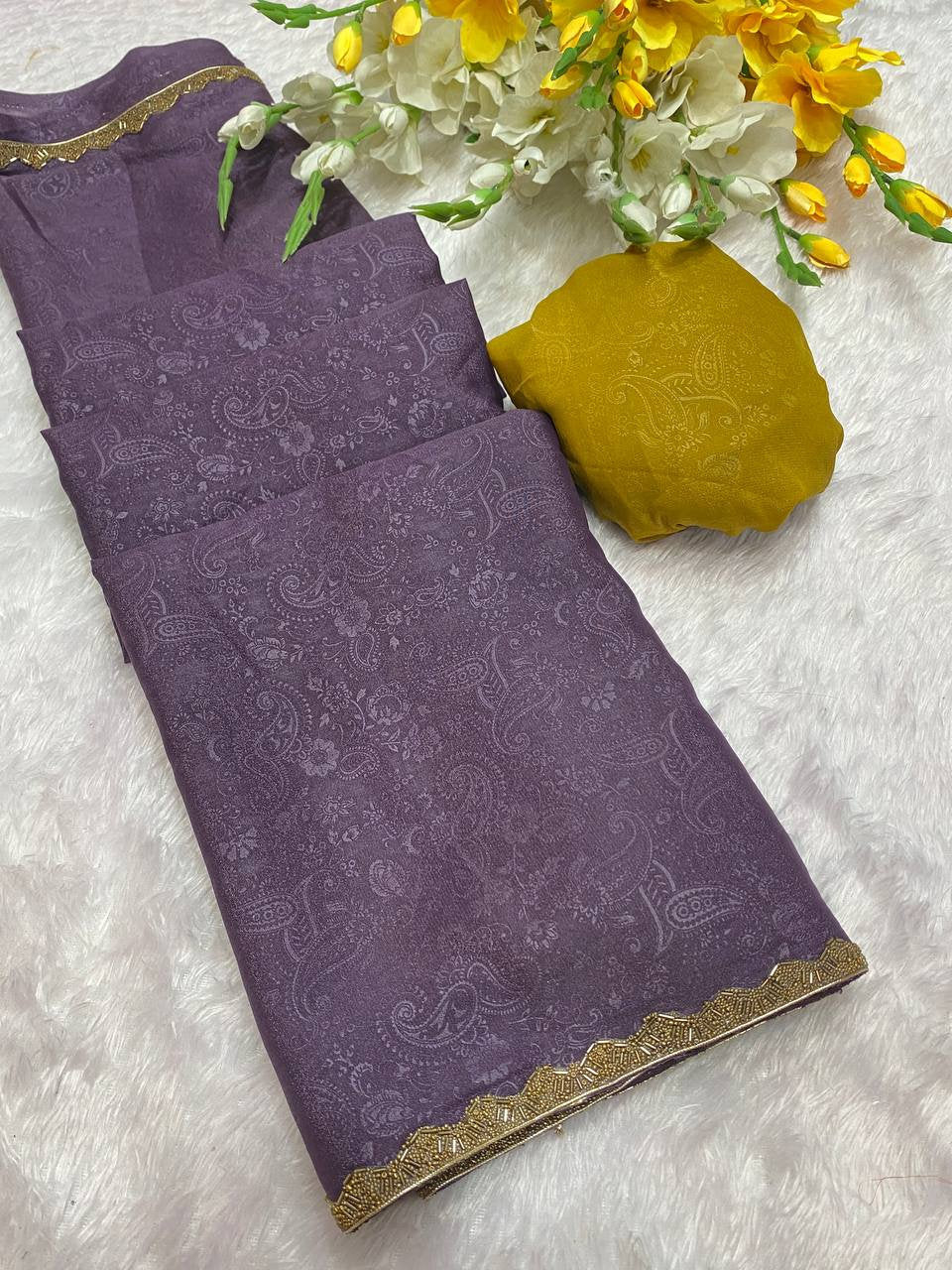 Golden Simmer Emboss Saree