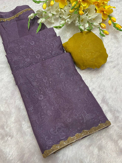 Golden Simmer Emboss Saree