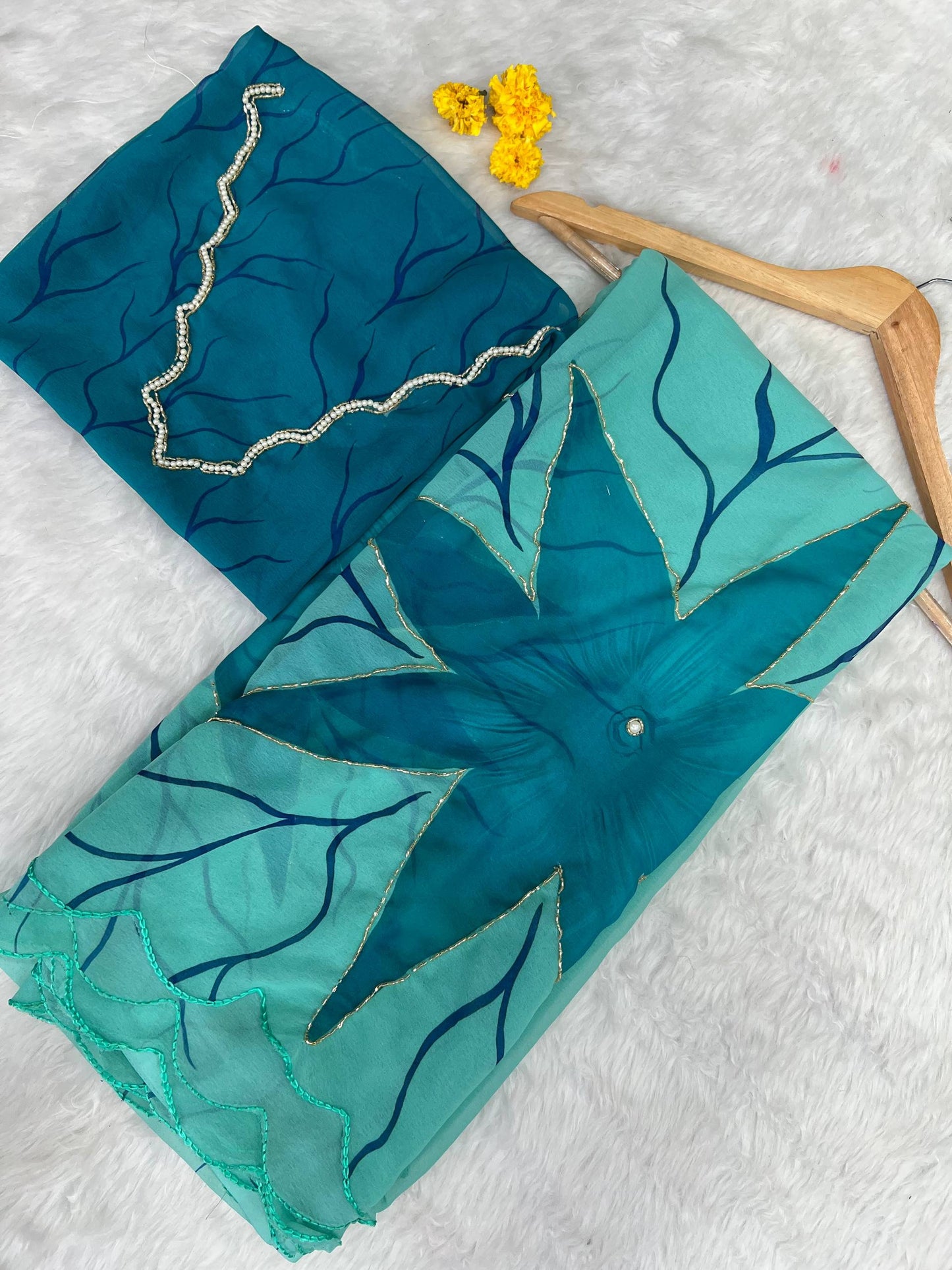 Soft Pure Georgette Handwork Saree