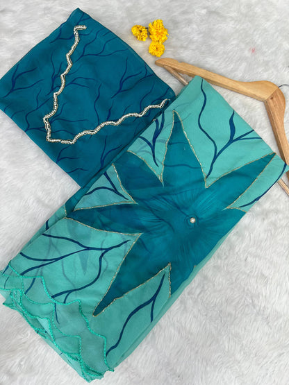 Soft Pure Georgette Handwork Saree