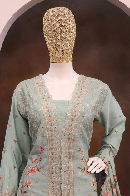 Vichitra With Embroidery work+ sequence  Suit