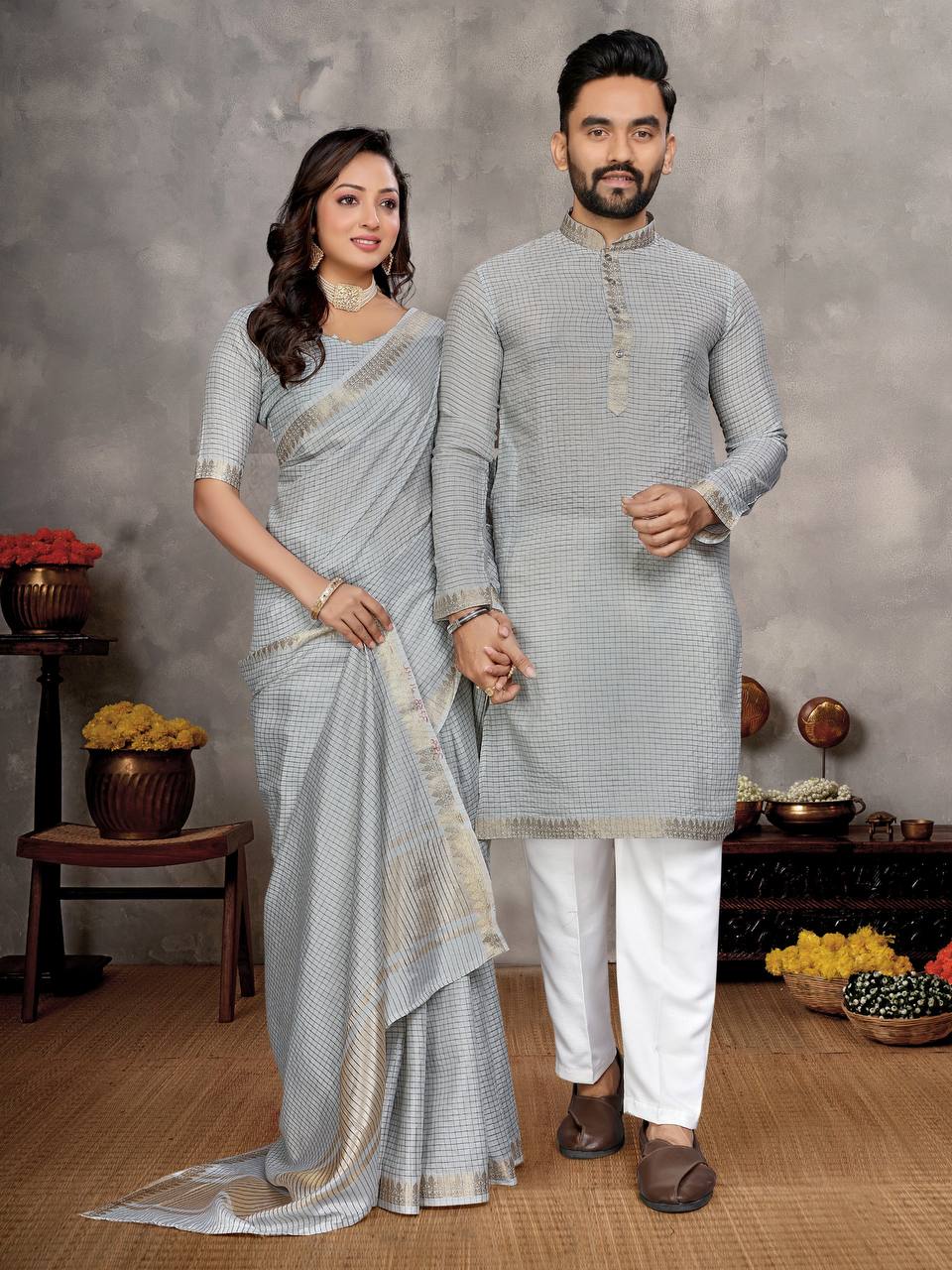COUPLE COMBO KURTA WITH SAREE
