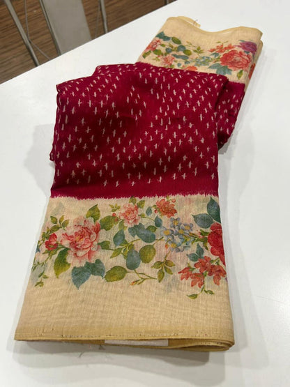 LINEN DIGITAL PRINT SAREE