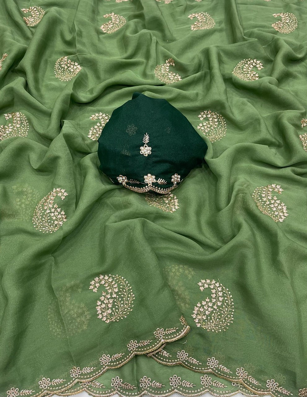 Star Georgette Embroidery Saree