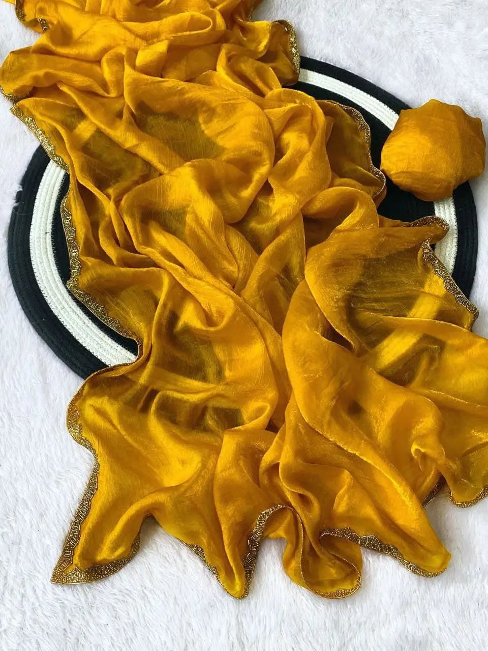 Golden Mustard Space Sillk  Saree