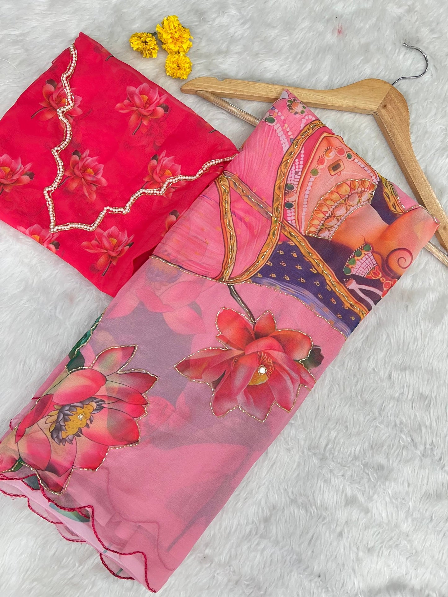 Soft Pure Georgette Handwork Saree