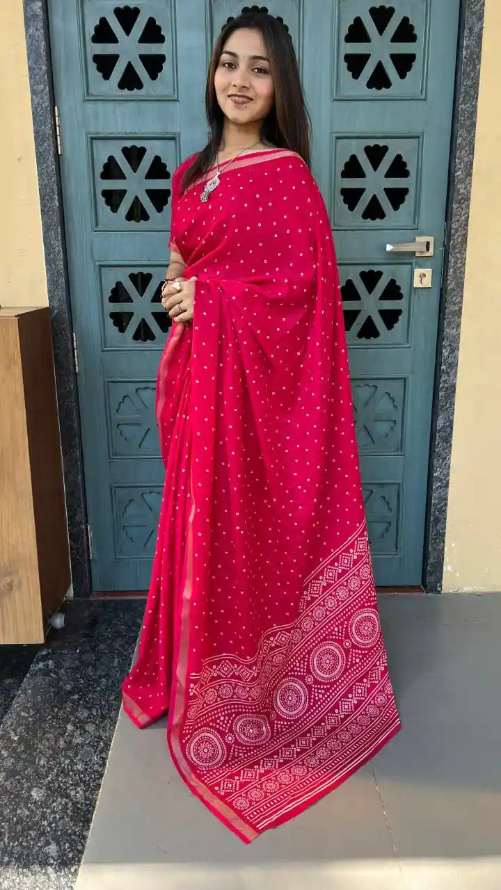 Mal Mal Cotton Silk Saree with Mill Print | Daily & Office Wear Saree – SF-2287