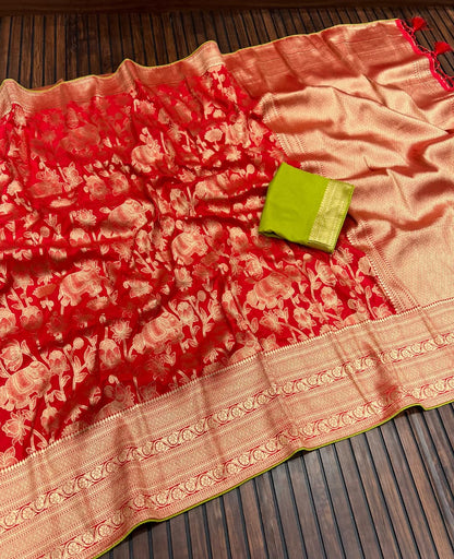 Pure Khadi Creap Georgette Saree