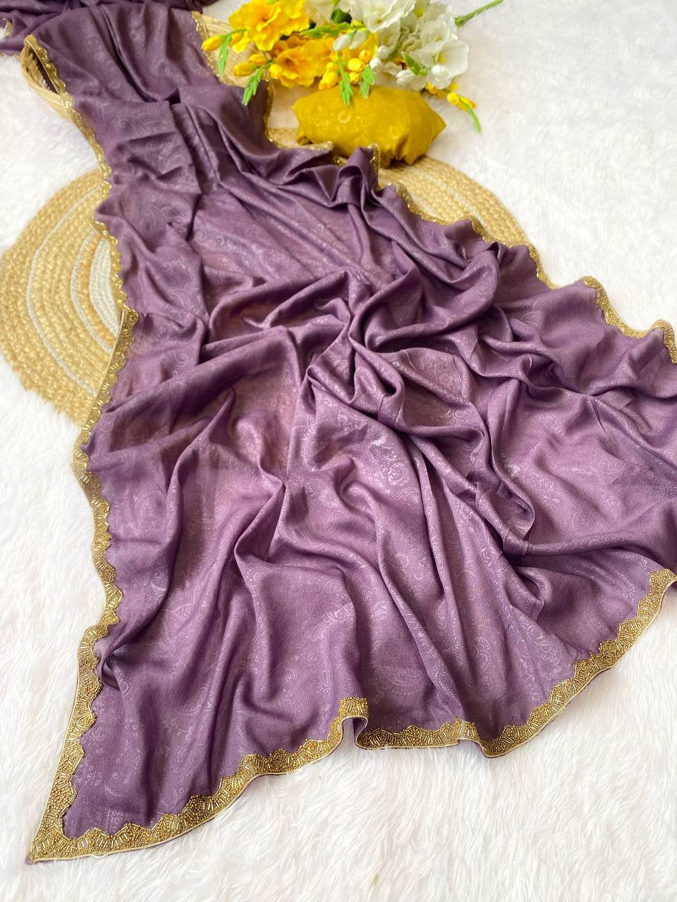 Golden Simmer Emboss Saree