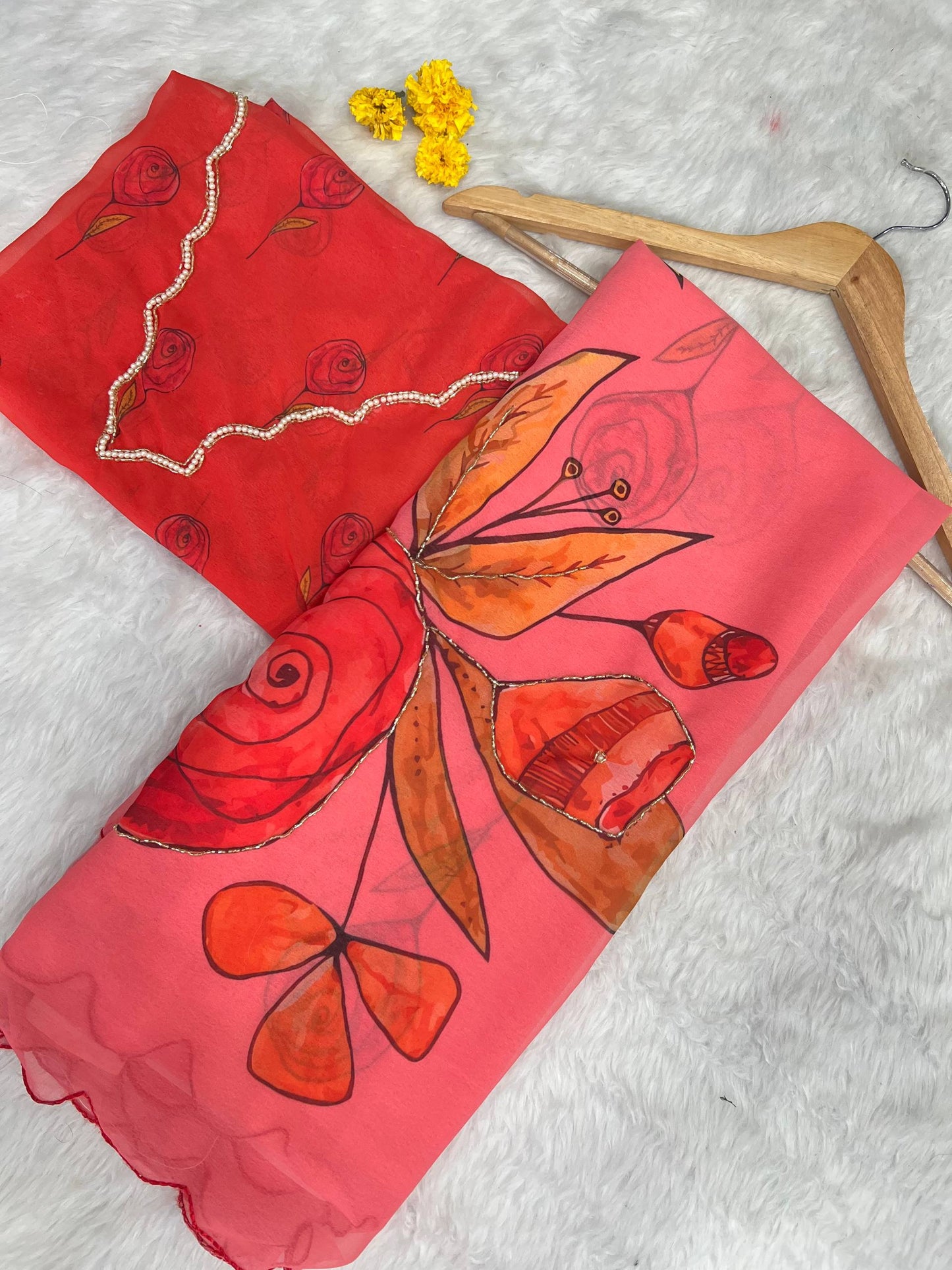 Soft Pure Georgette Handwork Saree