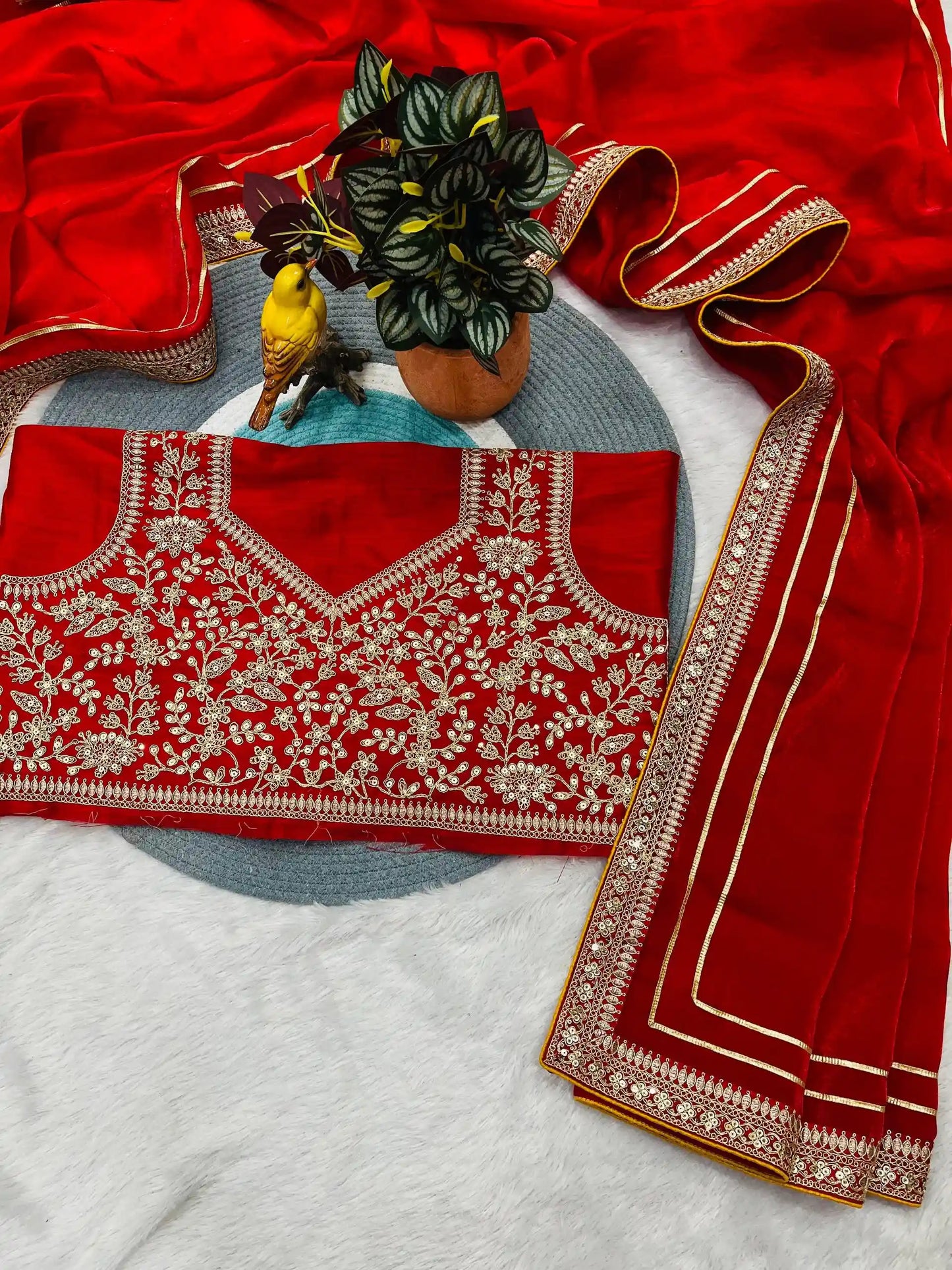 Kajal Agarwal Pure Fancy Satin Silk Saree with Heavy Jari Dori & Sequins Work