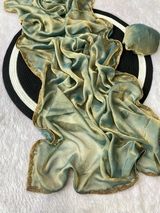 Golden Mustard Space Sillk  Saree