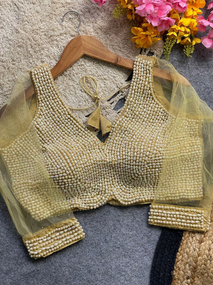 Handcrafted Pearl Work all over Blouse