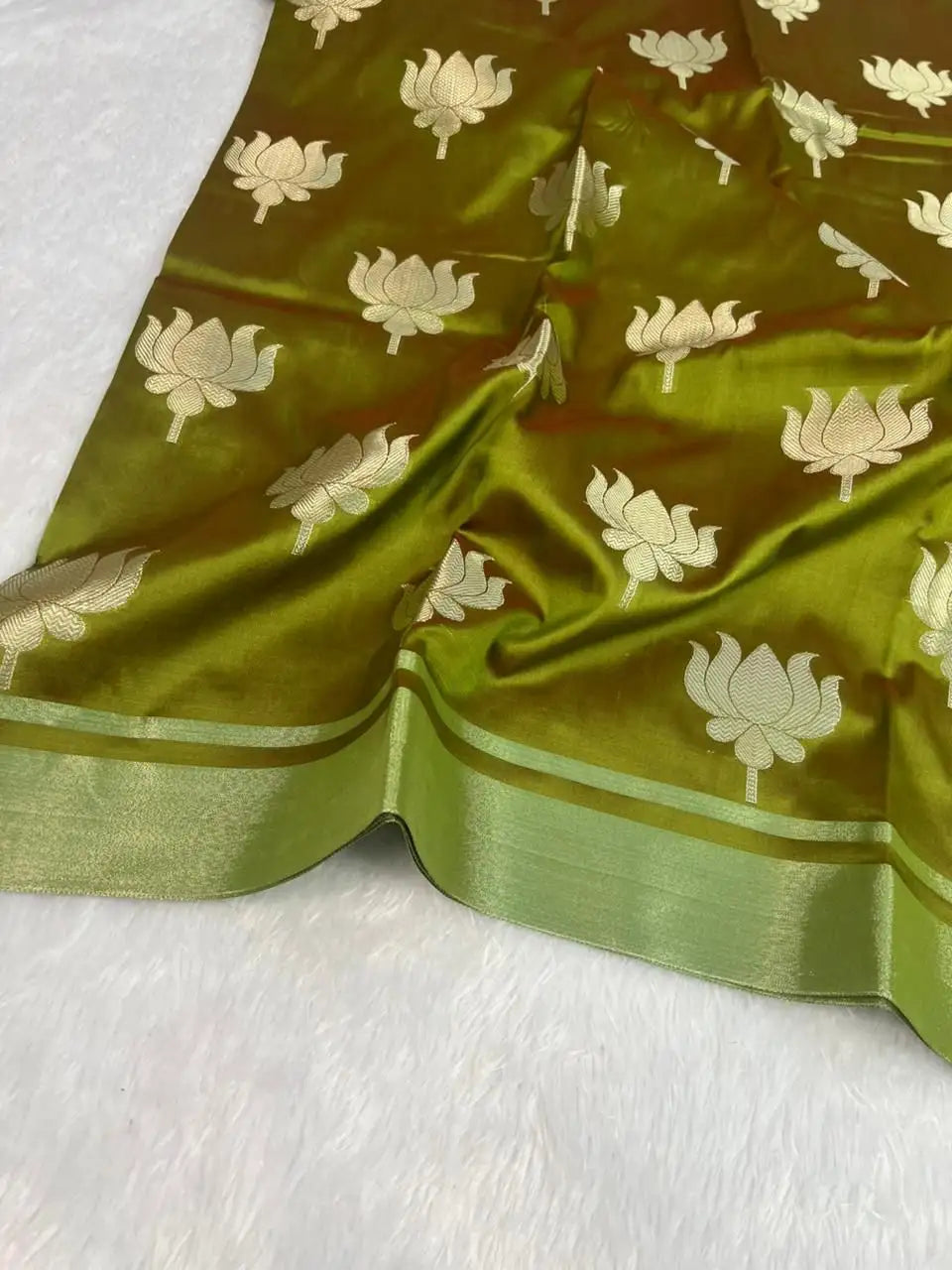 anarasi premium woven soft katan tissue kanjivaram silk saree with lotus jacquard zari border and woven pallu
