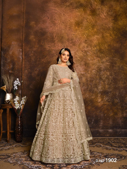 Vani Net with Coding Embroidery Unstitched Suits