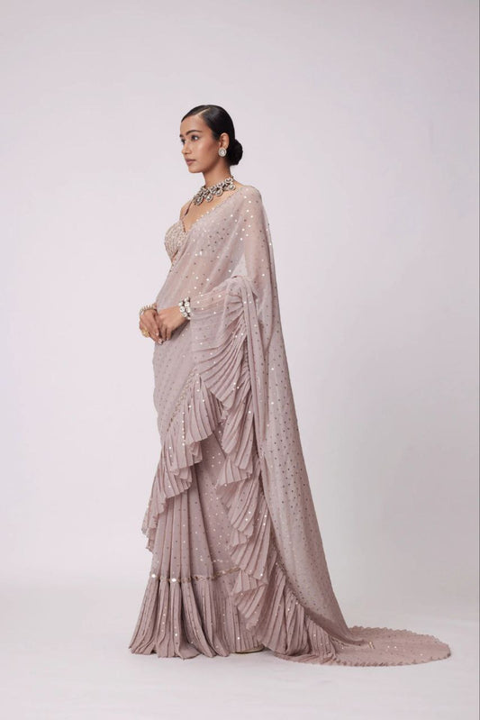 Bollywood Superhit Design Sequins Crush Pleated Saree