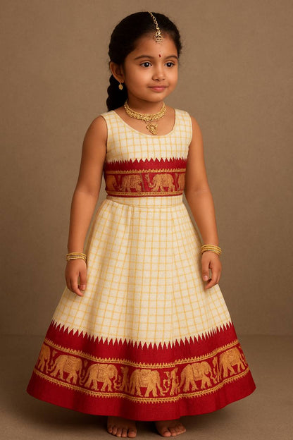 Kids Silk Lehenga Choli with Jacquard Weaving