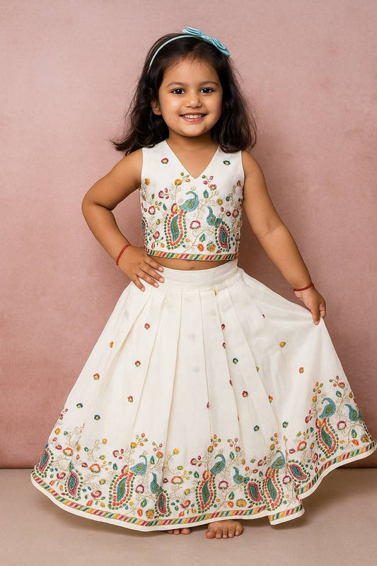 Kids Kora Cotton Lehenga Choli with Butterfly Back Design