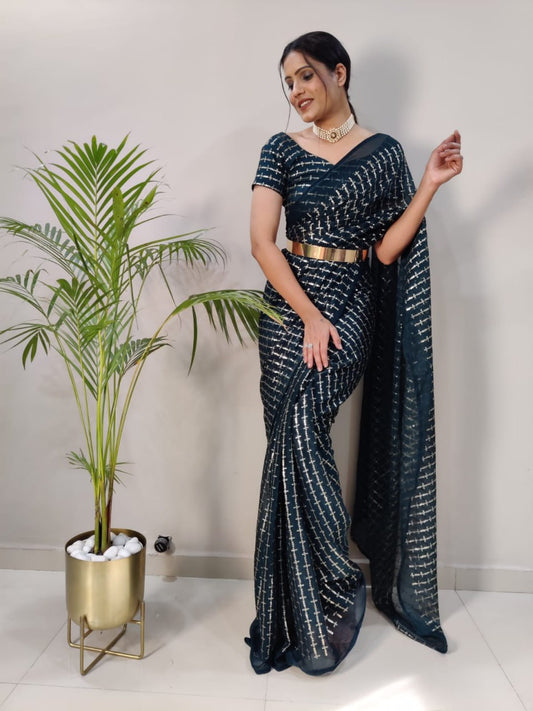 Shimmer Chiffon Silk Ready To Wear Saree