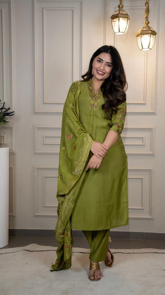 Roman Silk Suit With Hand Work