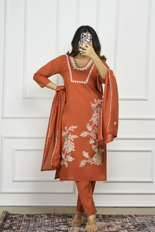 Embroidery with Sequence Work Suit