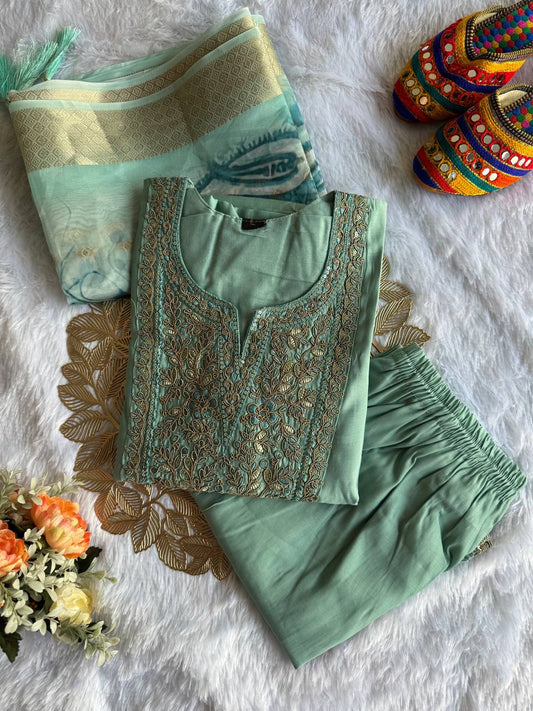 Beautiful Embroidery &amp; Sequence Work Suit