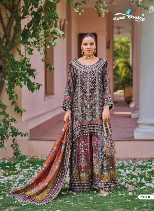 Chinon Digital Print Silk with Hand Work  Suit