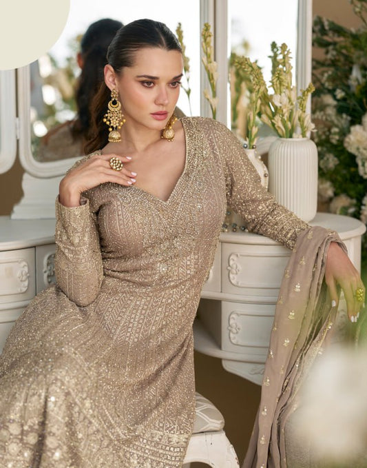 Georgette Zari &amp; Thread Embroidery Suit