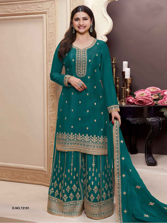 Multicolor Embroidery Work Suit With Plazo