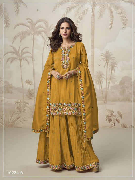 Roman Simar with Embroidery Multi &amp; Zarkhan Work  Suit