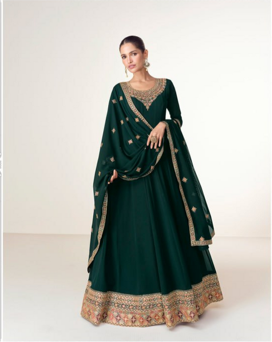 Georgette + Embroidery Work Gown