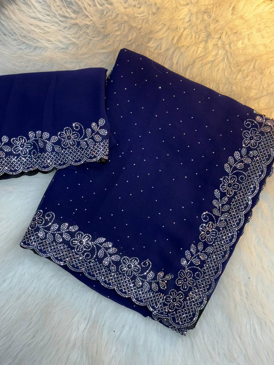 GEORGETTE FABRIC WITH STON WORK SAREE