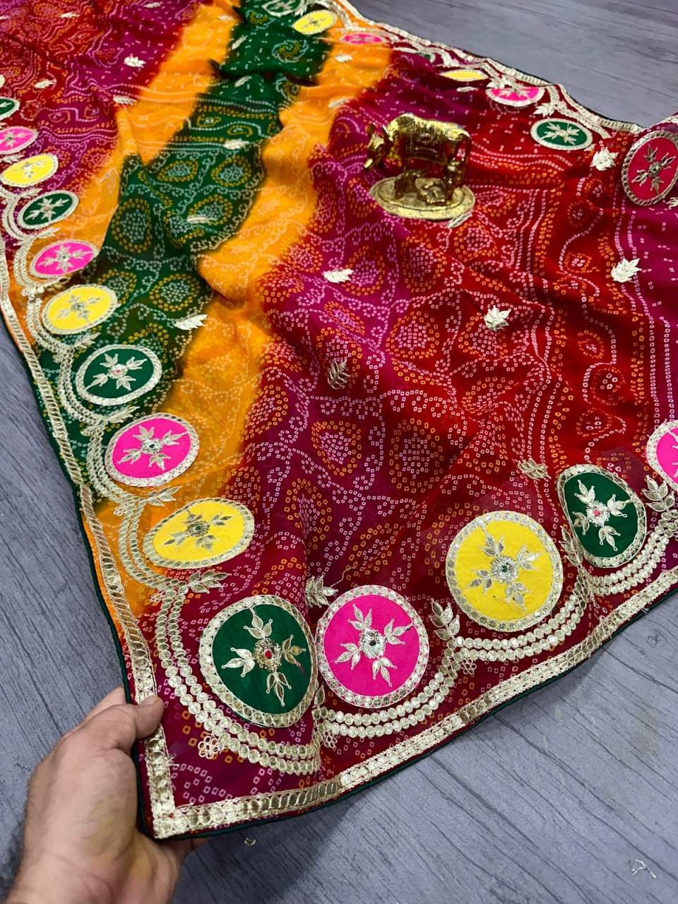 Pure Georgette with Jaipuri Bandhani