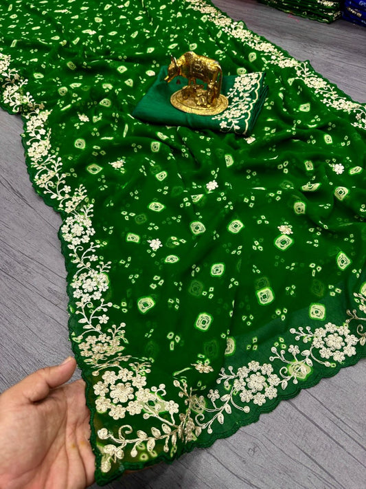 Georgette with Jodhpur Bandhani Saree