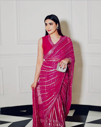 Georgette With Sequins Saree