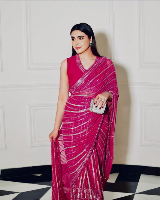 Georgette With Sequins Saree