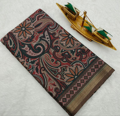 Soft Art Silk with Beautiful Flower Design Saree