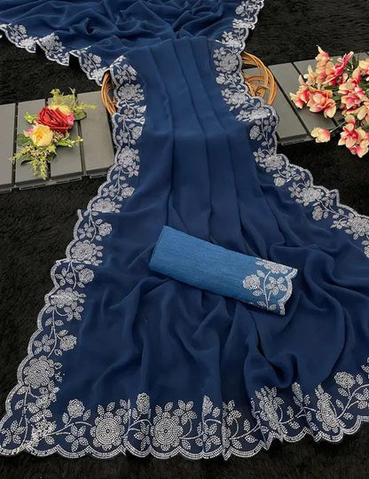 Georgette Saree with fancy swaroski