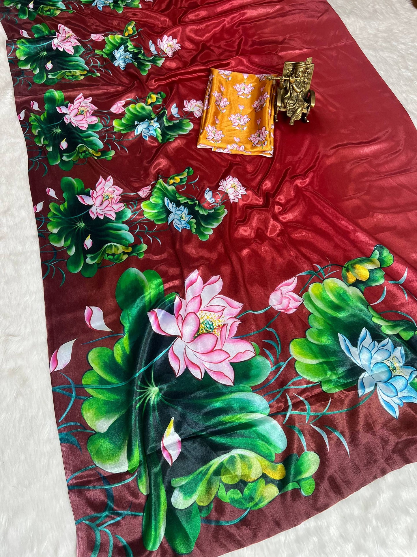 Lustro Silk digital print Saree