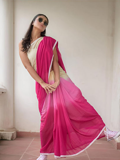 Plain Linen Digital Print Saree