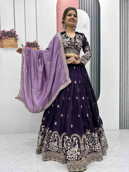 Heavy Embroidery Thread &amp; Sequence Work Lehenga Choli