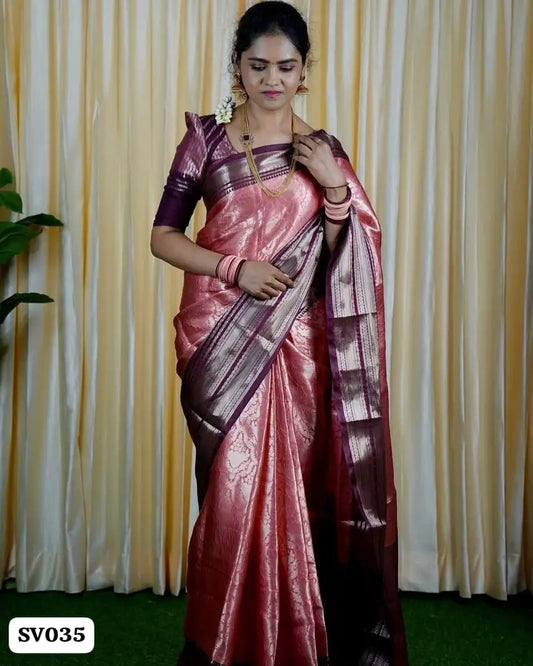 Super Soft Banarasi Woven Kanjivaram Silk Saree with All Over Gold Zari & Rich Pallu -VF– SAMANTHA PATTU